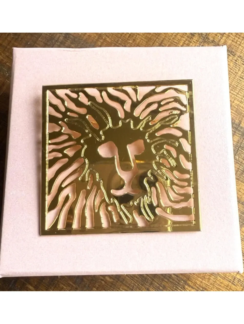 Large Anne Klein Lion Head Brooch / Pin Open Work 2-1/4”x 2-1/4” Gold Plated - Picture 1 of 5